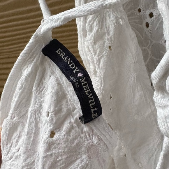 Brandy Melville Laguna Eyelet Halter Top White Open Back Floral OS - Picture 6 of 7